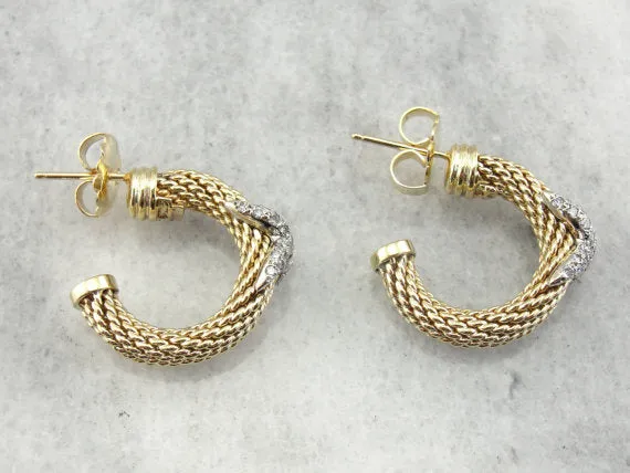 Market Square Jewelers PreStyled Sets Luxurious Gold and Diamond Textured Hoops Market Square Jewelers PreStyled Sets Luxurious Gold and Diamond Textured Hoops