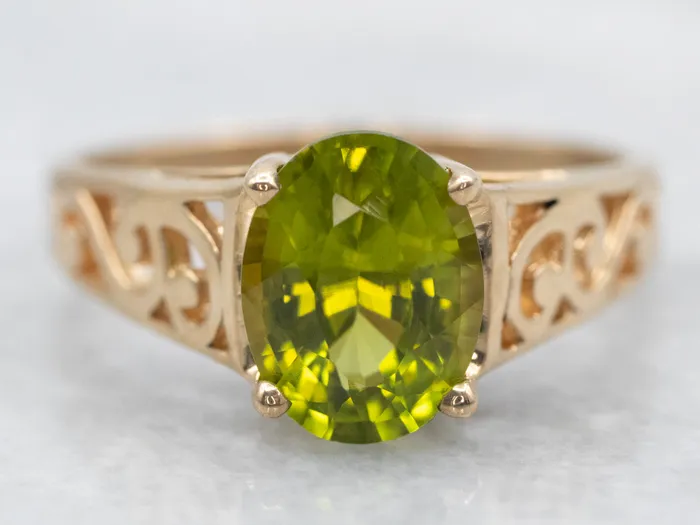 Market Square Jewelers Rings 14K Yellow Gold Peridot Filigree Ring Market Square Jewelers Rings 14K Yellow Gold Peridot Filigree Ring