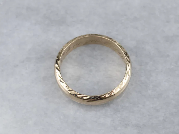 Market Square Jewelers Rings 1940s Pattern Edge Gold Band Market Square Jewelers Rings 1940s Pattern Edge Gold Band