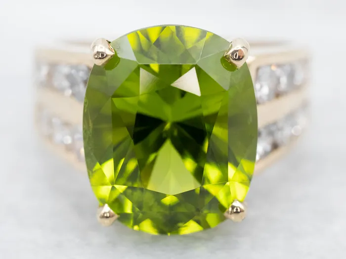 Market Square Jewelers Rings Bold Peridot and Diamond Cocktail Ring