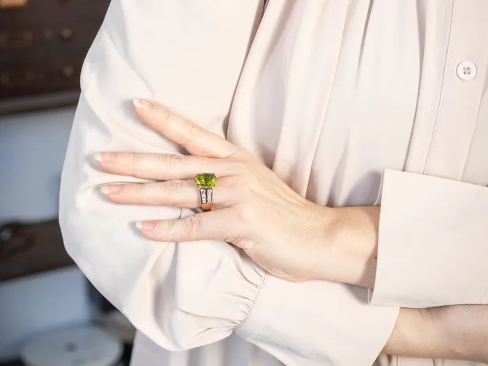 Market Square Jewelers Rings Bold Peridot and Diamond Cocktail Ring Market Square Jewelers Rings Bold Peridot and Diamond Cocktail Ring