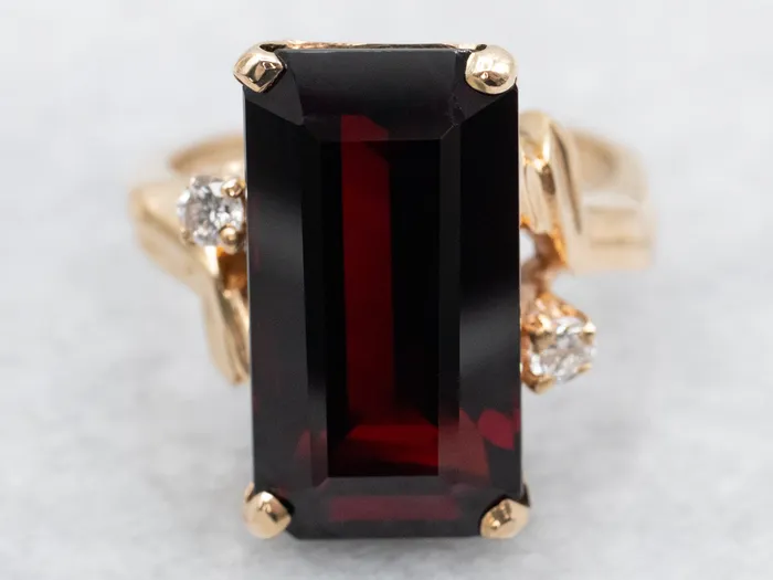 Market Square Jewelers Rings Elongated Garnet Bypass Ring with Diamond Accents Market Square Jewelers Rings Elongated Garnet Bypass Ring with Diamond Accents