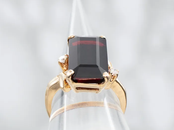 Market Square Jewelers Rings Elongated Garnet Bypass Ring with Diamond Accents Market Square Jewelers Rings Elongated Garnet Bypass Ring with Diamond Accents