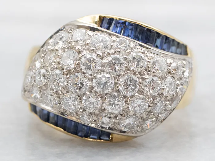 Market Square Jewelers Rings Modern Gold Diamond and Sapphire Dome Cocktail Ring Market Square Jewelers Rings Modern Gold Diamond and Sapphire Dome Cocktail Ring