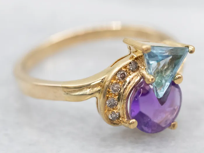 Market Square Jewelers Rings Modernist Amethyst Blue Topaz and Diamond Ring Market Square Jewelers Rings Modernist Amethyst Blue Topaz and Diamond Ring