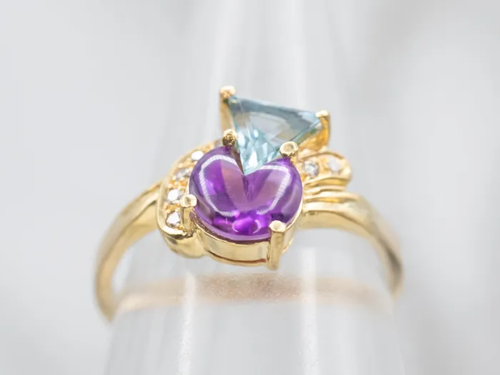 Market Square Jewelers Rings Modernist Amethyst Blue Topaz and Diamond Ring Market Square Jewelers Rings Modernist Amethyst Blue Topaz and Diamond Ring
