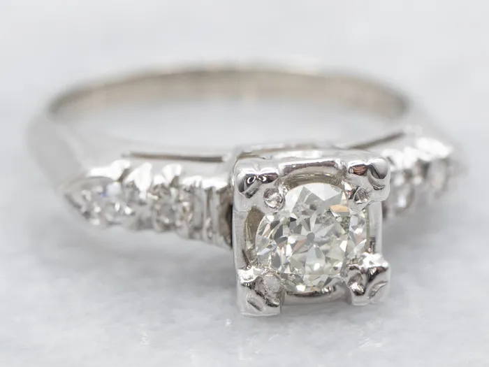 Market Square Jewelers Rings Retro European Cut Diamond Engagement Ring