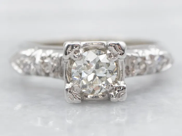 Market Square Jewelers Rings Retro European Cut Diamond Engagement Ring