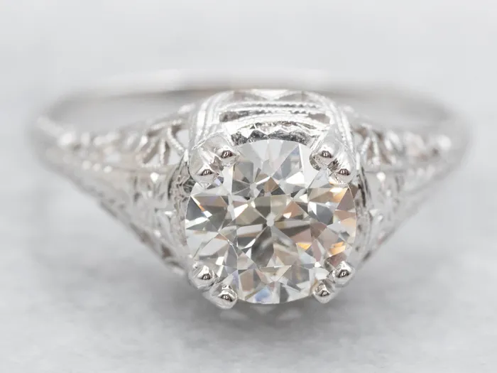 Market Square Jewelers Rings Stunning 18K Gold Art Deco Old Mine Cut Diamond Engagement Ring Market Square Jewelers Rings Stunning 18K Gold Art Deco Old Mine Cut Diamond Engagement Ring