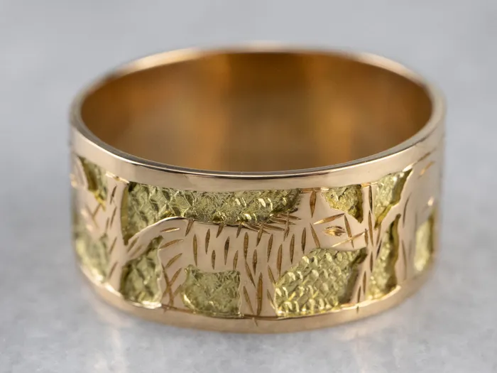 Market Square Jewelers Rings Two Tone 18K Gold African Safari Cigar Band Market Square Jewelers Rings Two Tone 18K Gold African Safari Cigar Band