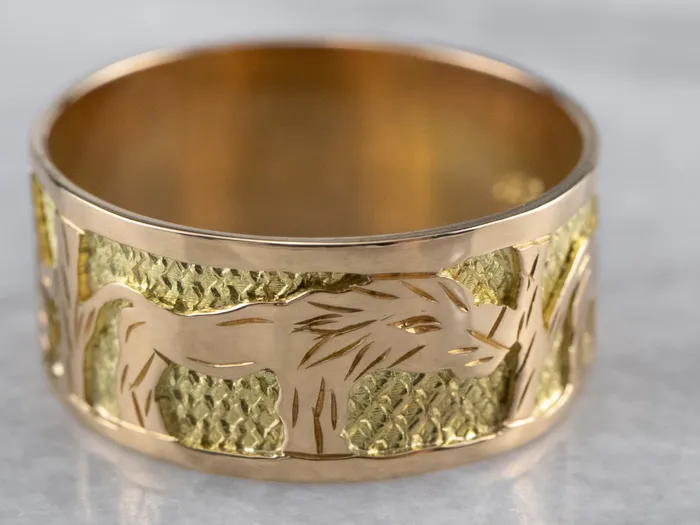 Market Square Jewelers Rings Two Tone 18K Gold African Safari Cigar Band Market Square Jewelers Rings Two Tone 18K Gold African Safari Cigar Band