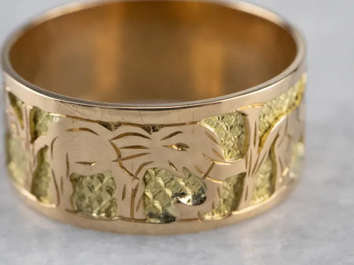 Market Square Jewelers Rings Two Tone 18K Gold African Safari Cigar Band Market Square Jewelers Rings Two Tone 18K Gold African Safari Cigar Band