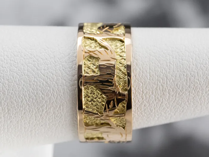 Market Square Jewelers Rings Two Tone 18K Gold African Safari Cigar Band Market Square Jewelers Rings Two Tone 18K Gold African Safari Cigar Band