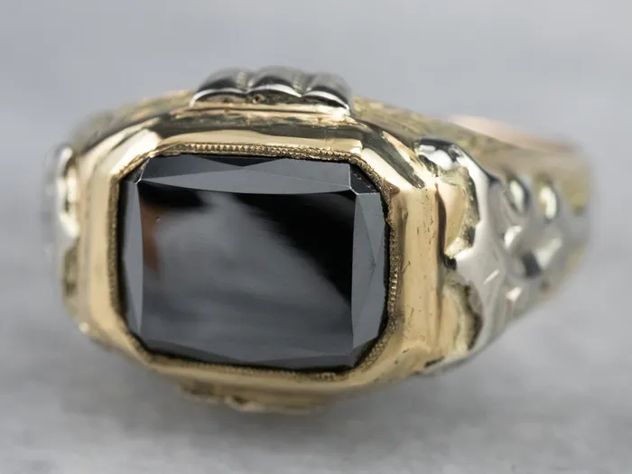Market Square Jewelers Rings Vintage 18K Two Toned Gold Hematite Ring Market Square Jewelers Rings Vintage 18K Two Toned Gold Hematite Ring