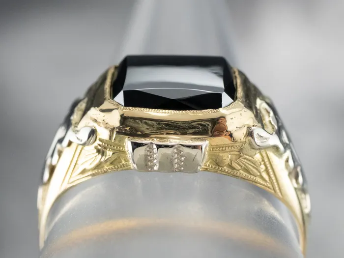 Market Square Jewelers Rings Vintage 18K Two Toned Gold Hematite Ring Market Square Jewelers Rings Vintage 18K Two Toned Gold Hematite Ring