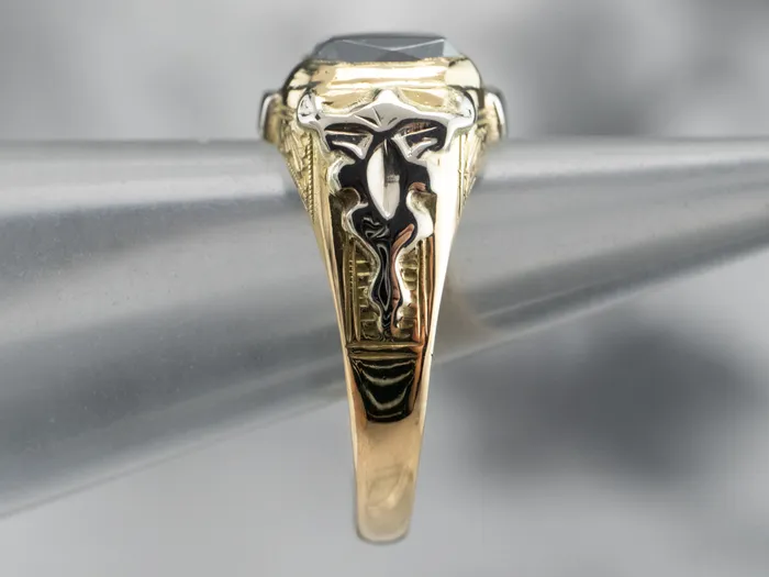 Market Square Jewelers Rings Vintage 18K Two Toned Gold Hematite Ring Market Square Jewelers Rings Vintage 18K Two Toned Gold Hematite Ring