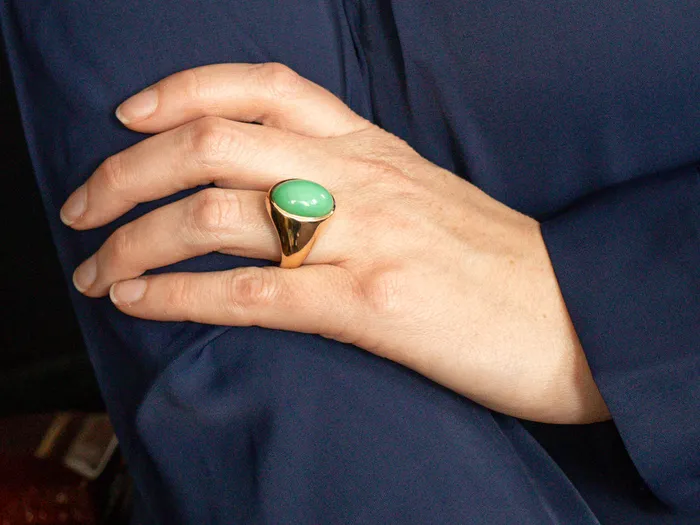 Market Square Jewelers Rings Vintage Chrysoprase Cabochon Ring