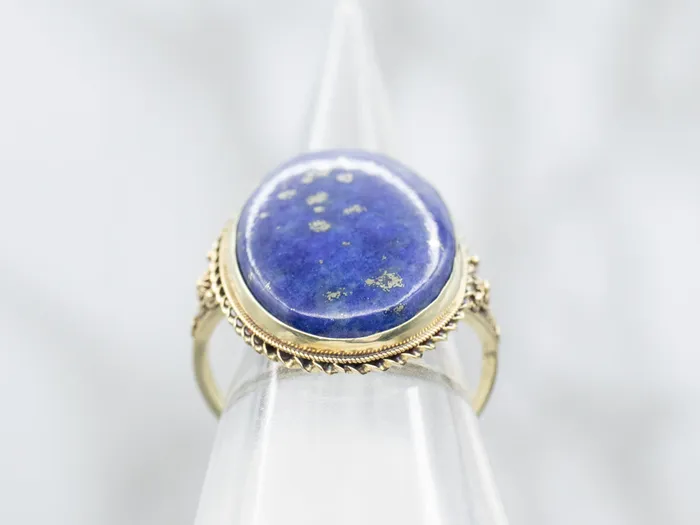 Market Square Jewelers Rings Vintage Gold Filigree Lapis Cocktail Ring