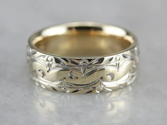 Market Square Jewelers Rings Vintage Gold Pattern Band
