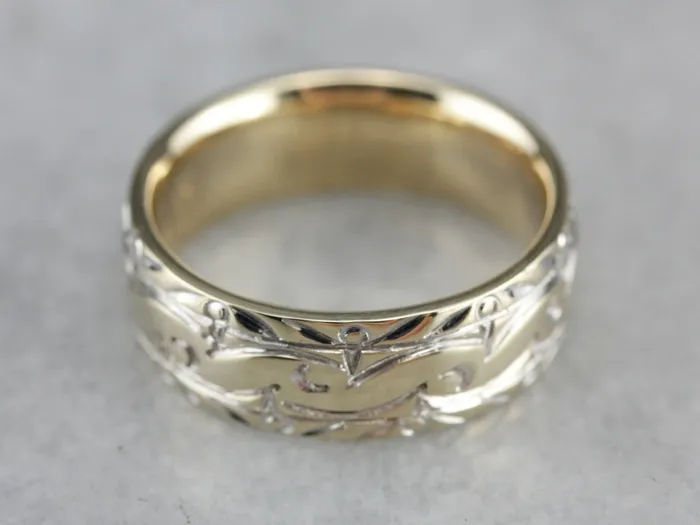 Market Square Jewelers Rings Vintage Gold Pattern Band Market Square Jewelers Rings Vintage Gold Pattern Band