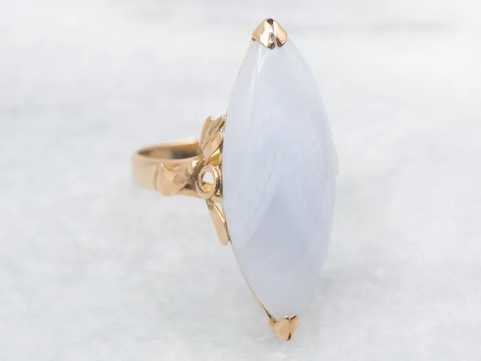 Market Square Jewelers Rings Vintage Ring with Marquise Cut Blue Lace Agate