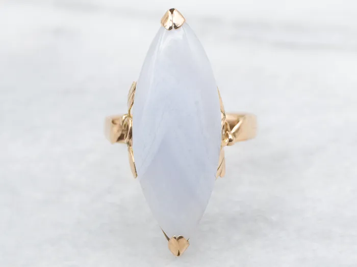 Market Square Jewelers Rings Vintage Ring with Marquise Cut Blue Lace Agate
