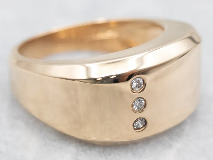 Market Square Jewelers Rings Yellow Gold Domed Signet Ring with Diamond Accents Market Square Jewelers Rings Yellow Gold Domed Signet Ring with Diamond Accents