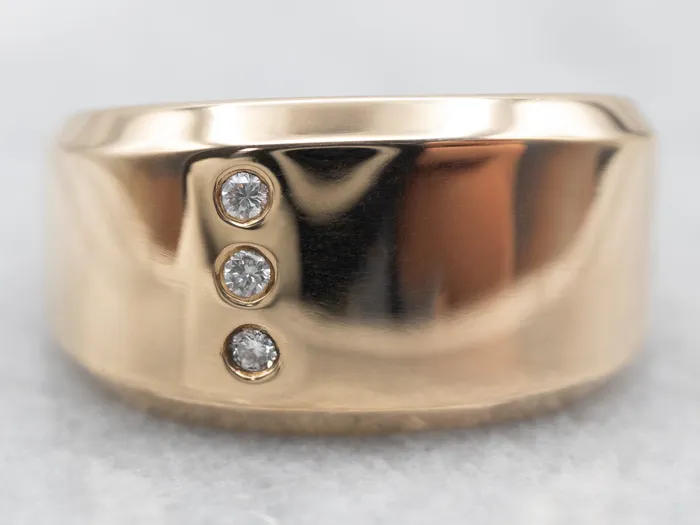 Market Square Jewelers Rings Yellow Gold Domed Signet Ring with Diamond Accents Market Square Jewelers Rings Yellow Gold Domed Signet Ring with Diamond Accents