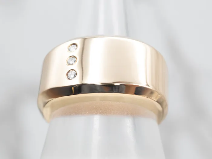 Market Square Jewelers Rings Yellow Gold Domed Signet Ring with Diamond Accents Market Square Jewelers Rings Yellow Gold Domed Signet Ring with Diamond Accents