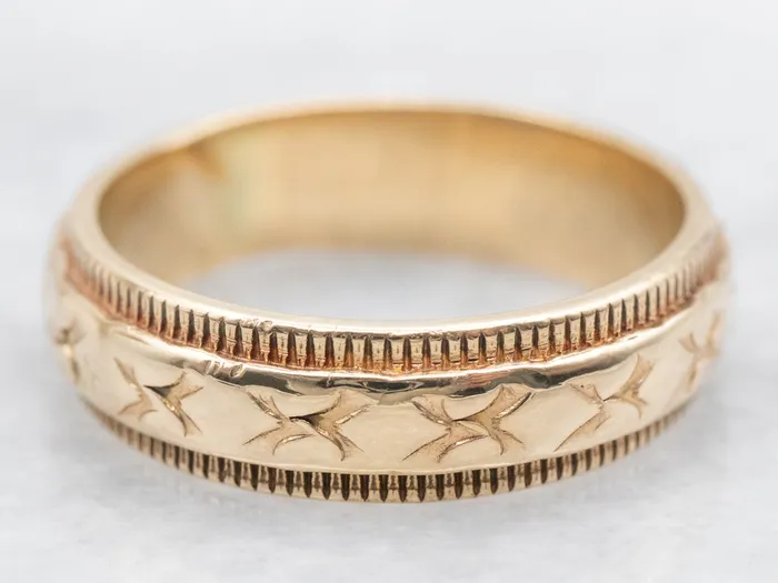 Market Square Jewelers Rings Yellow Gold X Pattern Wedding Band