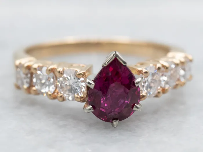 Market Square Jewelers Ruby Ring with Diamond Accents Rings