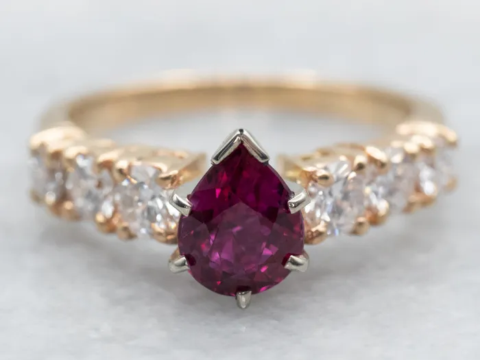 Market Square Jewelers Ruby Ring with Diamond Accents Rings