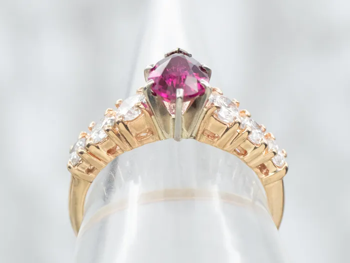 Market Square Jewelers Ruby Ring with Diamond Accents Rings