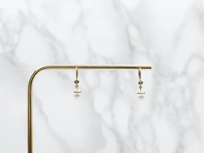 Market Square Jewelers Saltwater Pearl Drop Earrings with Diamond Accents Earrings Market Square Jewelers Saltwater Pearl Drop Earrings with Diamond Accents Earrings