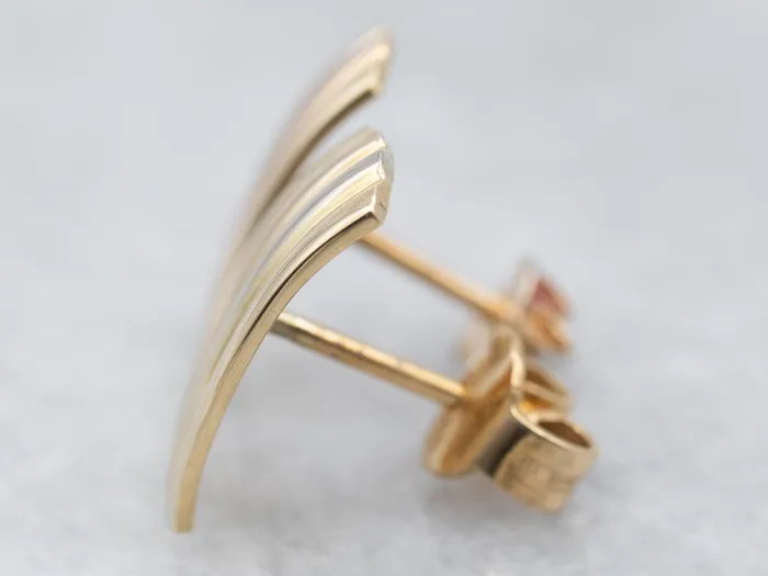 Market Square Jewelers Tricolor 18 Karat Gold Ribbed Stud Earrings Earrings Market Square Jewelers Tricolor 18 Karat Gold Ribbed Stud Earrings Earrings