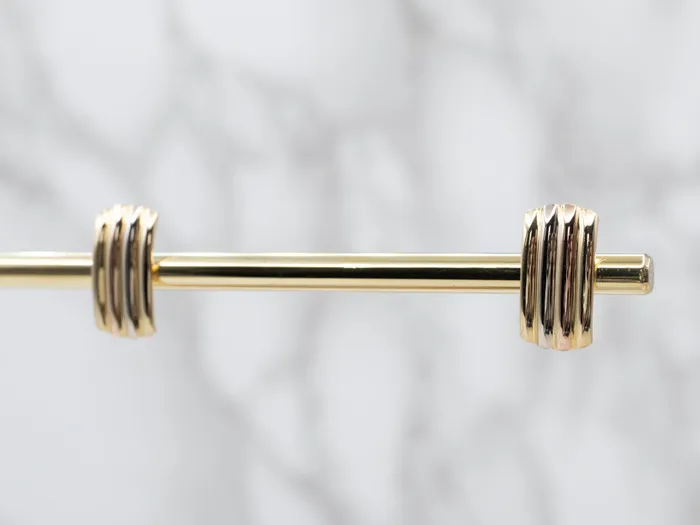 Market Square Jewelers Tricolor 18 Karat Gold Ribbed Stud Earrings Earrings Market Square Jewelers Tricolor 18 Karat Gold Ribbed Stud Earrings Earrings