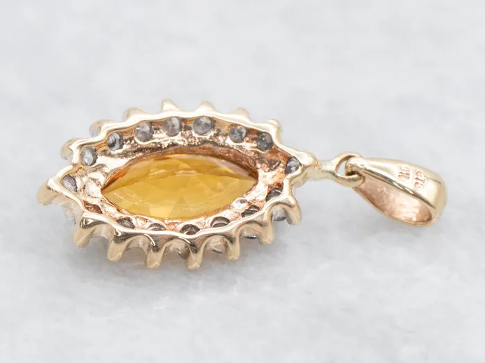 MarquiseCut Citrine Pendant with Diamond Halo Market Square Jewelers Necklaces