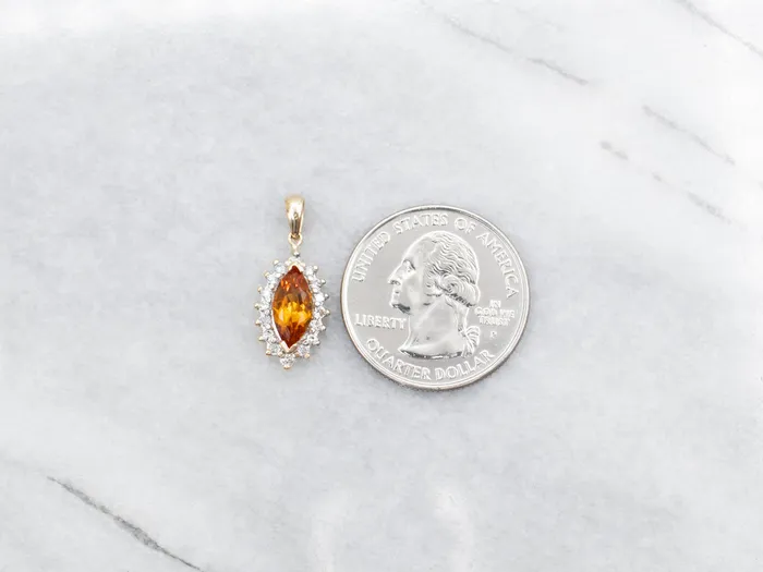 MarquiseCut Citrine Pendant with Diamond Halo Market Square Jewelers Necklaces