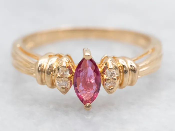 MarquiseCut Ruby Diamond and Gold Ring Market Square Jewelers Rings