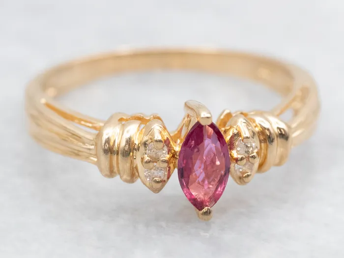 MarquiseCut Ruby Diamond and Gold Ring Market Square Jewelers Rings