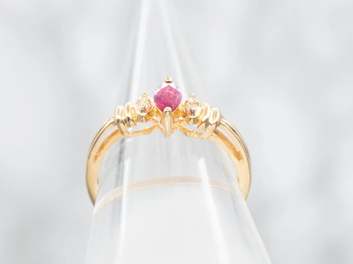 MarquiseCut Ruby Diamond and Gold Ring Market Square Jewelers Rings