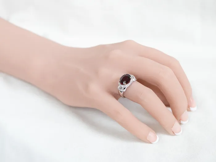 Modern Pyrope Garnet and Diamond Halo Ring Market Square Jewelers Rings Modern Pyrope Garnet and Diamond Halo Ring Market Square Jewelers Rings