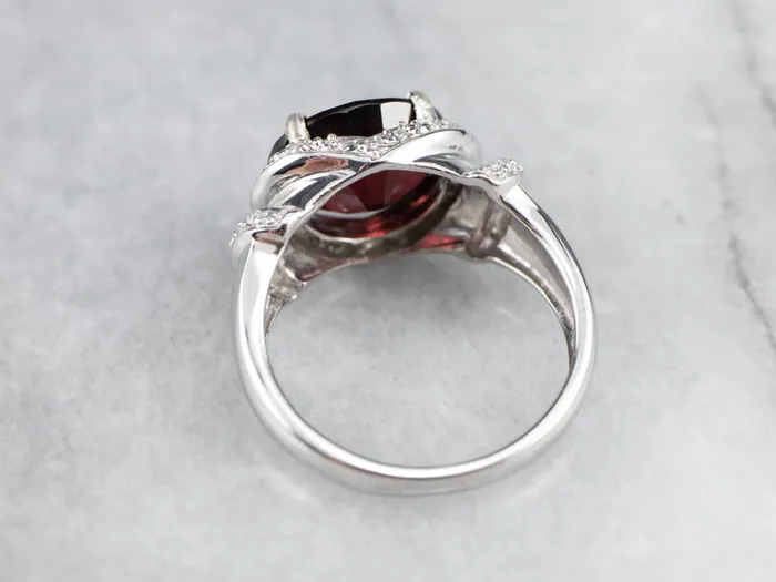Modern Pyrope Garnet and Diamond Halo Ring Market Square Jewelers Rings Modern Pyrope Garnet and Diamond Halo Ring Market Square Jewelers Rings