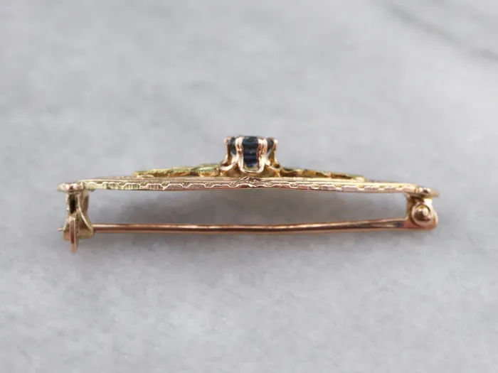 MSJ Office Rings Two Tone Gold Art Nouveau Era Sapphire Pin MSJ Office Rings Two Tone Gold Art Nouveau Era Sapphire Pin