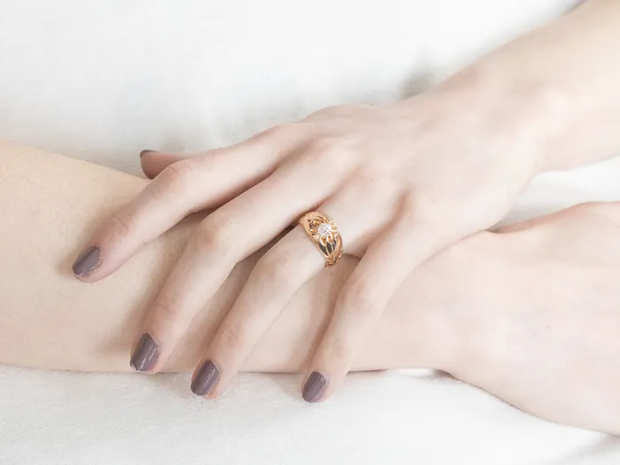 MSJ Office Rings Unisex Old Mine Cut Diamond Victorian Ring MSJ Office Rings Unisex Old Mine Cut Diamond Victorian Ring