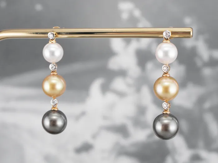 MSJ Online Earrings Long Multi Color Pearl and Diamond Drop Earrings MSJ Online Earrings Long Multi Color Pearl and Diamond Drop Earrings