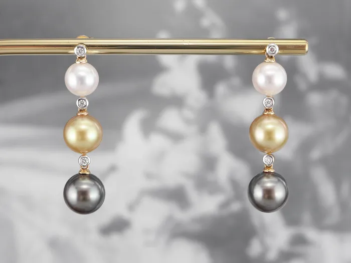 MSJ Online Earrings Long Multi Color Pearl and Diamond Drop Earrings MSJ Online Earrings Long Multi Color Pearl and Diamond Drop Earrings