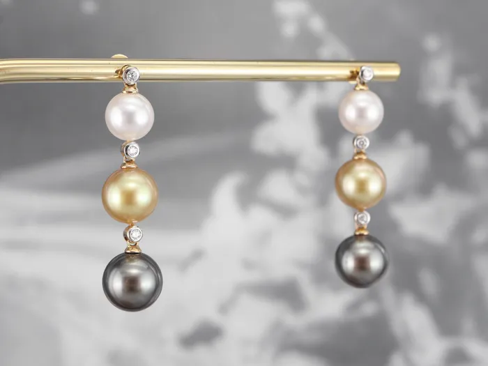 MSJ Online Earrings Long Multi Color Pearl and Diamond Drop Earrings MSJ Online Earrings Long Multi Color Pearl and Diamond Drop Earrings