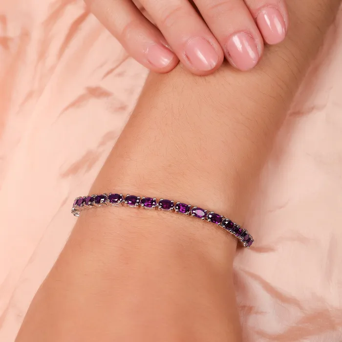 Natural Purple Amethyst Tennis Bracelet in Sterling Silver February Birthstone BlingJewelry Wholesale Bracelets