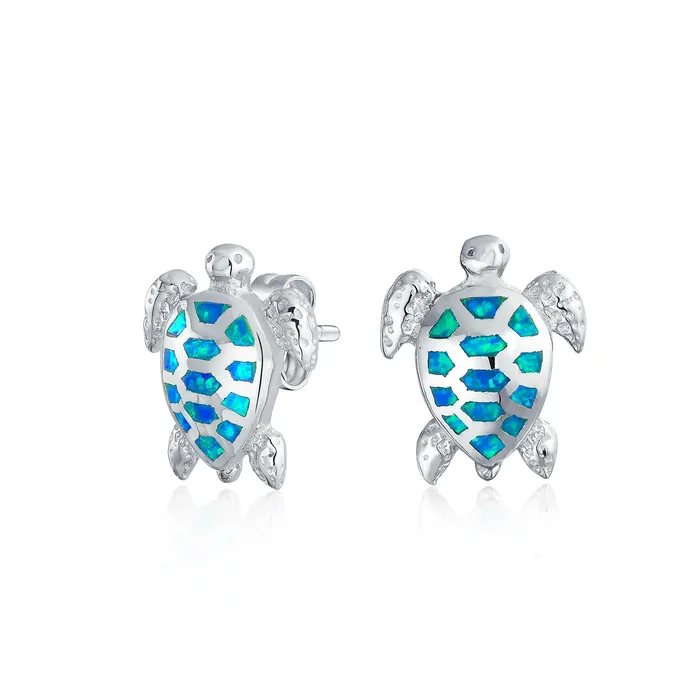 Nautical Beach Vacation Opal Sea Turtle Stud Earrings Sterling Silver 13MM BlingJewelry Wholesale Earrings Nautical Beach Vacation Opal Sea Turtle Stud Earrings Sterling Silver 13MM BlingJewelry Wholesale Earrings